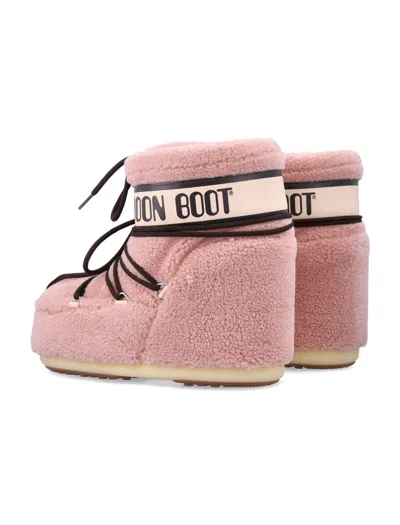 Moon Boot Icon Low Fleece Pink Snow Boot In Animal Print
