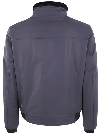 Moorer High Collar Long Sleeve Jacket In Blue