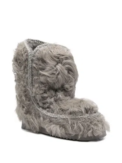 Mou Eskimo 18 Checkiang Fur Boots In Gray