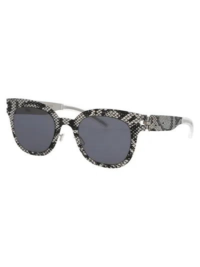 Mykita Silver Black Python Dark Grey Solid Metal Sunglasses In Brown