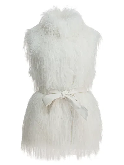 Pinko White Padded Polyester Coat In White