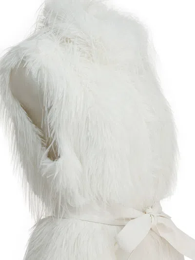 Pinko White Padded Polyester Coat In White