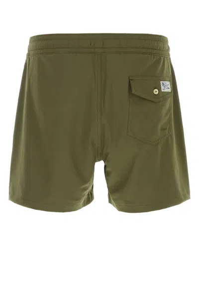 Polo Ralph Lauren Army Green Stretch Polyester Swimming Shorts In Green