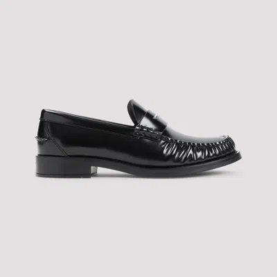 Prada Moccasins In Brushed Leather In Black