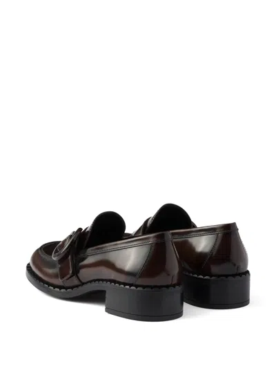 Prada Brown Wool Moccasins In Brown