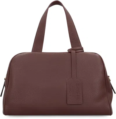 Prada Large Leather Satchel Bag In Brown