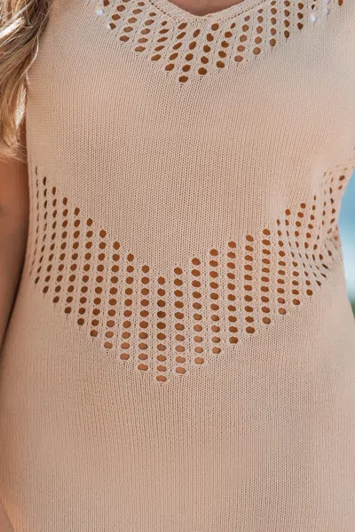 Cupshe Speechless Beige Cover-up Mini Dress In Brown