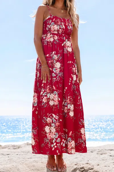 Cupshe Sunny Trail Floral Maxi Dress In Red