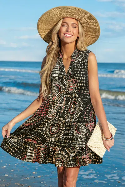 Cupshe Majestic Abstract Cover-up Mini Dress In Black