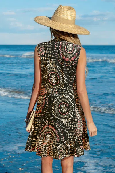 Cupshe Majestic Abstract Cover-up Mini Dress In Black