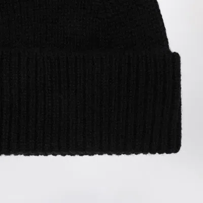 Roberto Collina Cashmere Beanie In Navy Blue In Black