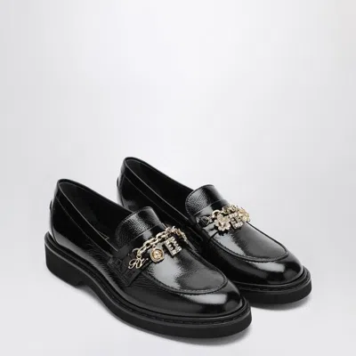 Roger Vivier Black Patent Leather Viv Rangers Loafer In Black