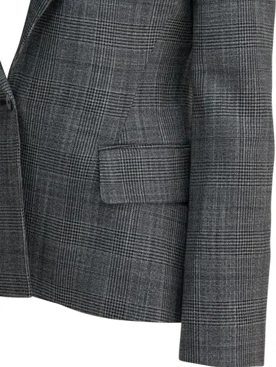 Sa Su Phi Checked Single-breasted Blazer In Gray