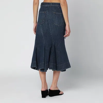 Sacai Asymmetric Blue Denim Skirt In Multi