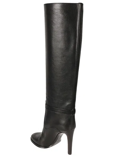 Saint Laurent Diane 100 Grained Leather Knee-high Boots In Black