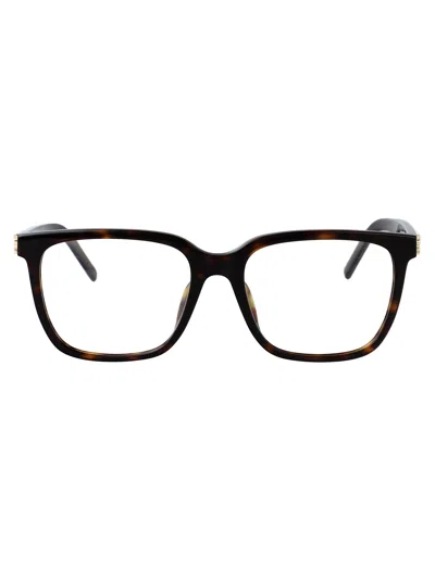 Saint Laurent Havana-havana-transparent Acetate Glasses In Brown