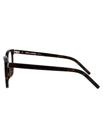 Saint Laurent Havana-havana-transparent Acetate Glasses In Brown