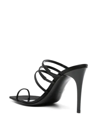 Saint Laurent Black Silk Stiletto Heel Sandals