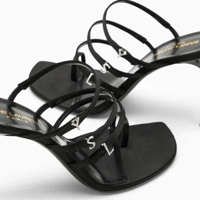 Saint Laurent Black Silk Stiletto Heel Sandals