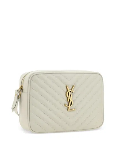 Saint Laurent Lou Medium Quilted Leather Shoulder Bag In Cream