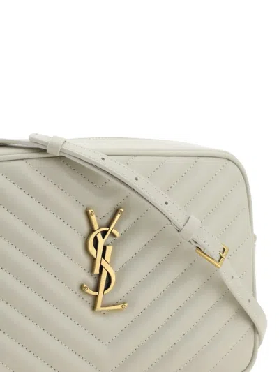 Saint Laurent Lou Medium Quilted Leather Shoulder Bag In Cream