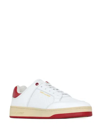 Saint Laurent Leather Sneakers In White