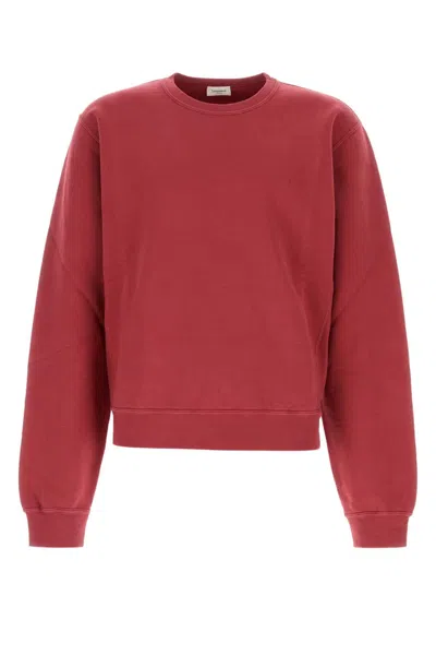 Saint Laurent Logo-embroidered Cotton-jersey Sweatshirt In Pink