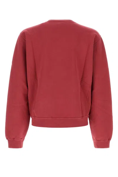 Saint Laurent Logo-embroidered Cotton-jersey Sweatshirt In Pink