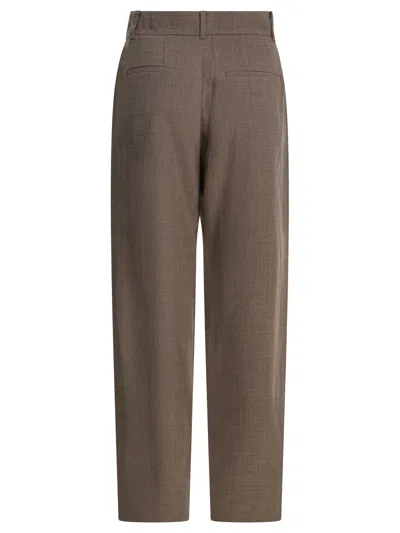 Sandbeige Beige Wool Blend Trousers In Green