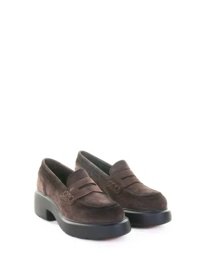 Santoni Suede Platform Loafers In Brown