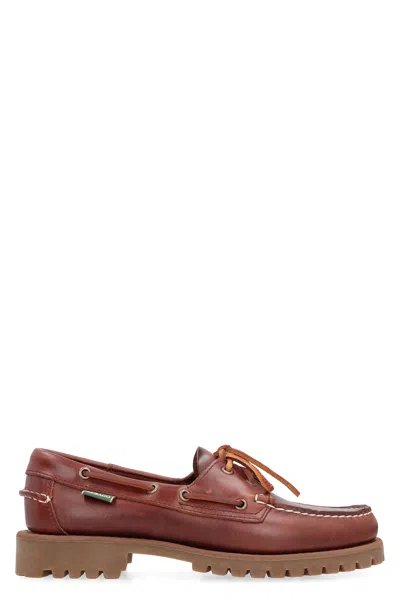 Sebago Ranger Waxy Leather Moccasins In Red