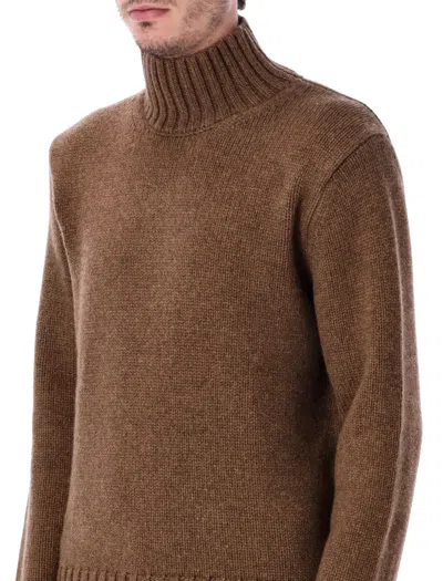 Studio Nicholson Loris Yak And Merino Wool High-neck Knit In Brown