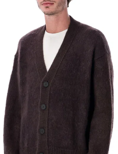 Studio Nicholson Trey Superkid Mohair Cardigan In Brown