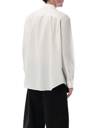 Studio Nicholson View Striped Silk Shirt In White