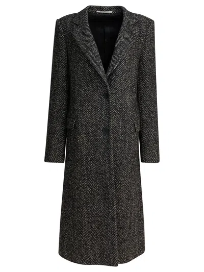 Tagliatore Single-breasted Herringbone Coat In Brown