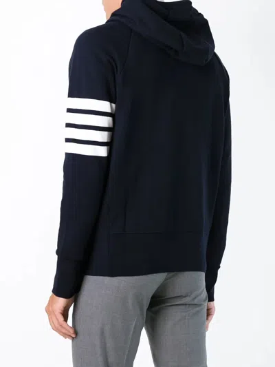 Thom Browne Classic Loopback 4-bar Full Zip Hoodie Man Sweatshirt Multicolored Size Xl Cotton In Blue
