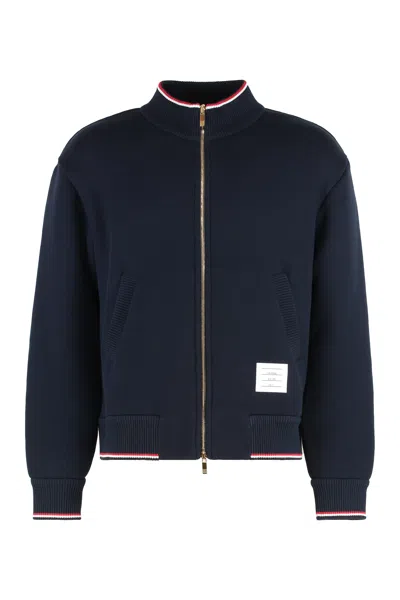 Thom Browne Navy Blue Cotton Blend Oversize Jacket In Blue