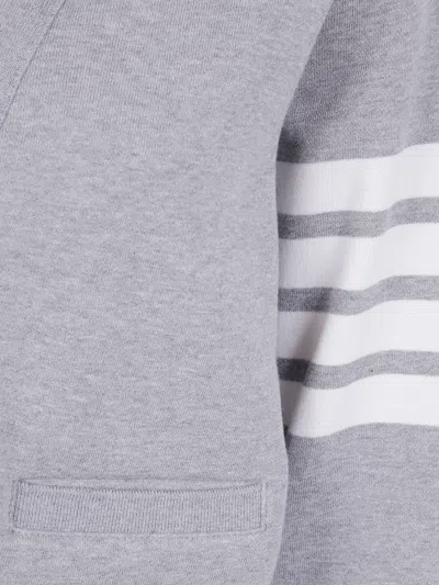 Thom Browne V-neck Cardigan With Engineered 4 In Classic Loopback In Gray