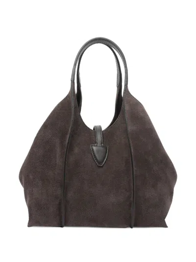 Tod's Classic Suede Leather Shoulder Bag With T-buckle In Brown