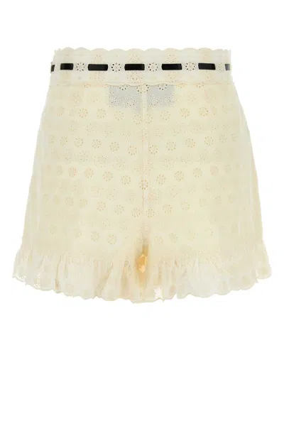 Valentino Garavani Ivory Lace Shorts In Neutral