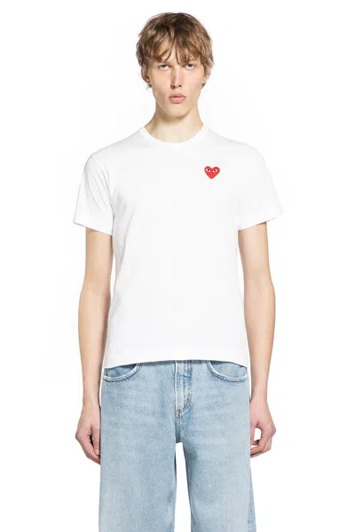 Comme Des Garçons Play Comme Des Garcons Play Mens Red Heart Logo T-shirt In White
