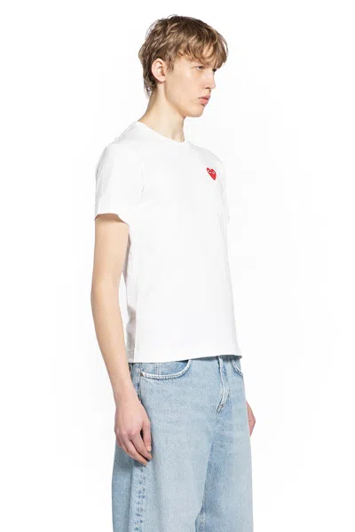 Comme Des Garçons Play Comme Des Garcons Play Mens Red Heart Logo T-shirt In White