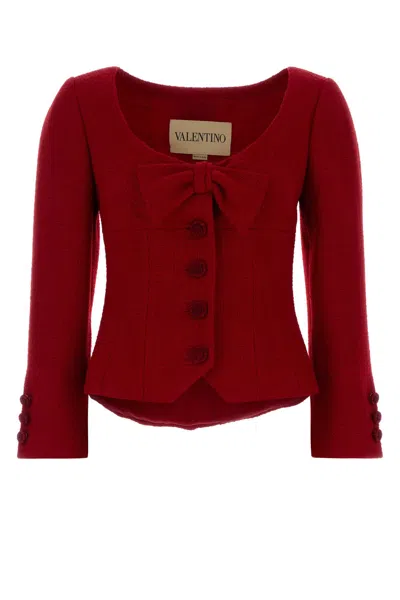 Valentino Red Tweed Virgin Wool Jacket In Red