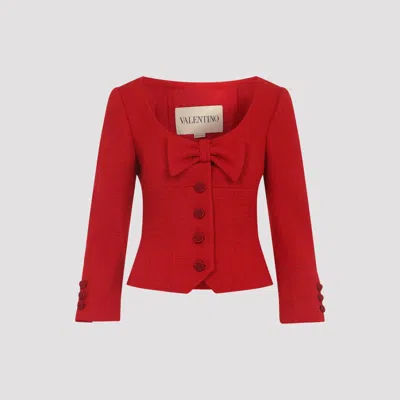 Valentino Red Tweed Virgin Wool Jacket In Red
