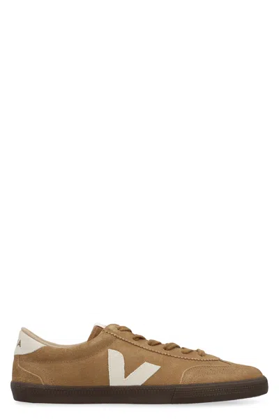 Veja Volley Tent Brown And White Suede Sneakers In Brown