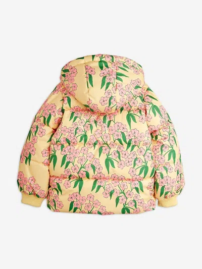 Mini Rodini Girls Alpine Flower Hooded Puffer Jacket In Brown