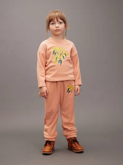 Mini Rodini Girls Embroidered Alpine Flowers Joggers In Orange