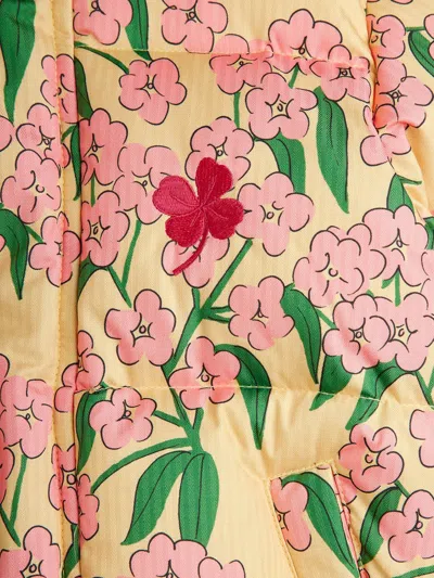 Mini Rodini Girls Alpine Flower Hooded Puffer Jacket In Brown