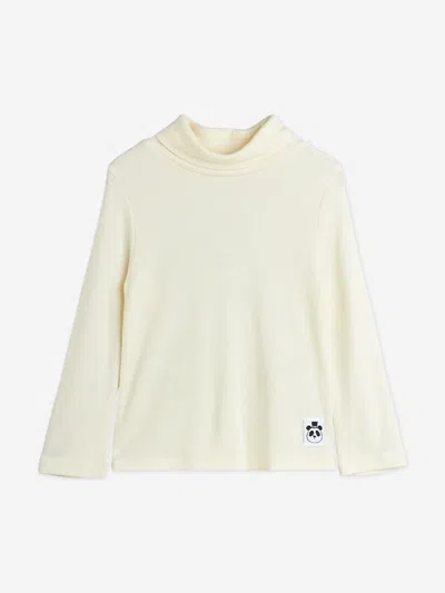 Mini Rodini Girls Ribbed Turtleneck Top In White