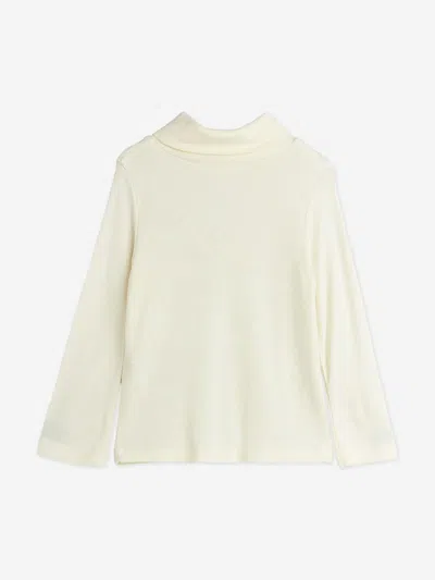 Mini Rodini Girls Ribbed Turtleneck Top In White